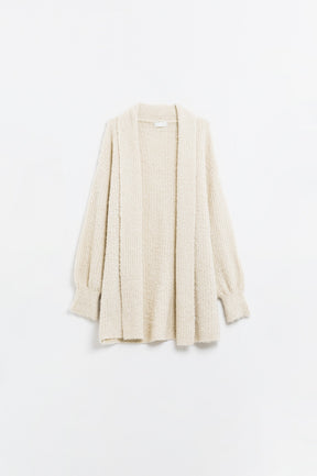 Q2 maxi cargidan in maglia soffice color crema