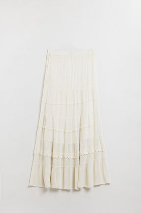 Q2 Maxi gonna color crema con dettaglio in pizzo