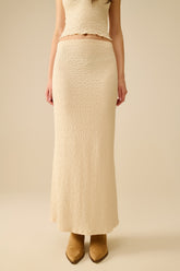 Q2 Maxi gonna in maglia testurizzata in beige