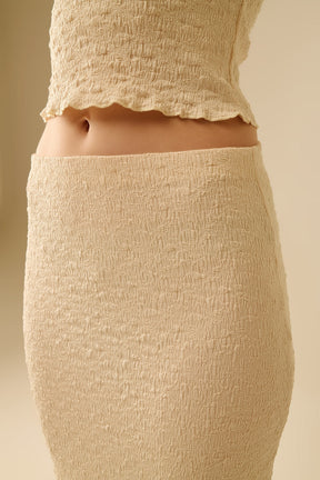Maxi gonna in maglia testurizzata in beige