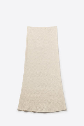 Maxi gonna in maglia testurizzata in beige