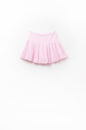 minigonna a pieghe rosa