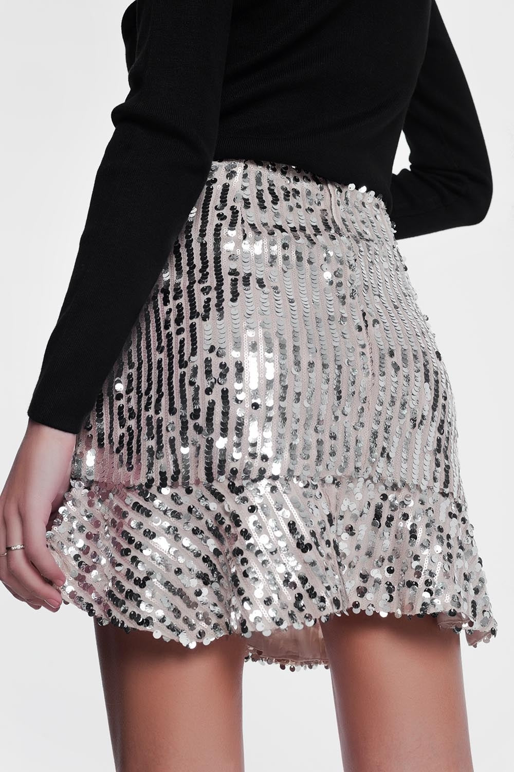 Minigonna in paillettes a strati dorata
