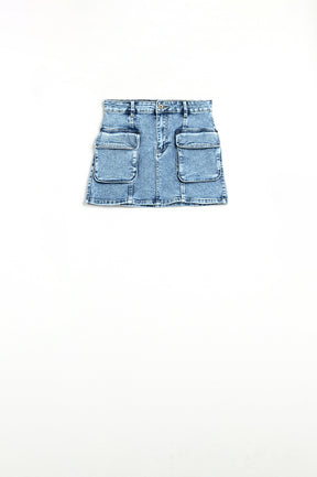 minigonna mid wash con tasche cargo