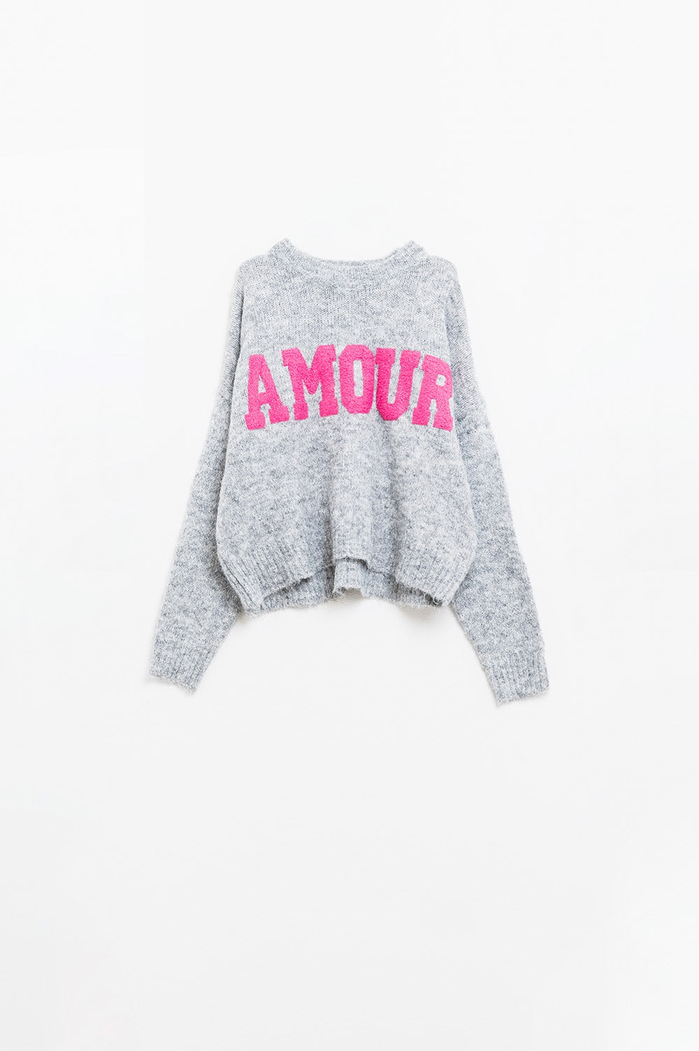 Morbidissima maglia grigia con testo Amour sul petto