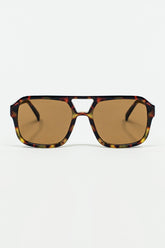 Q2 Occhiali da sole Aviator 70´s con guscio tartarugato