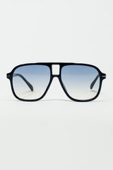 Q2 Occhiali da sole Oval Aviator con lenti blu fumo in nero