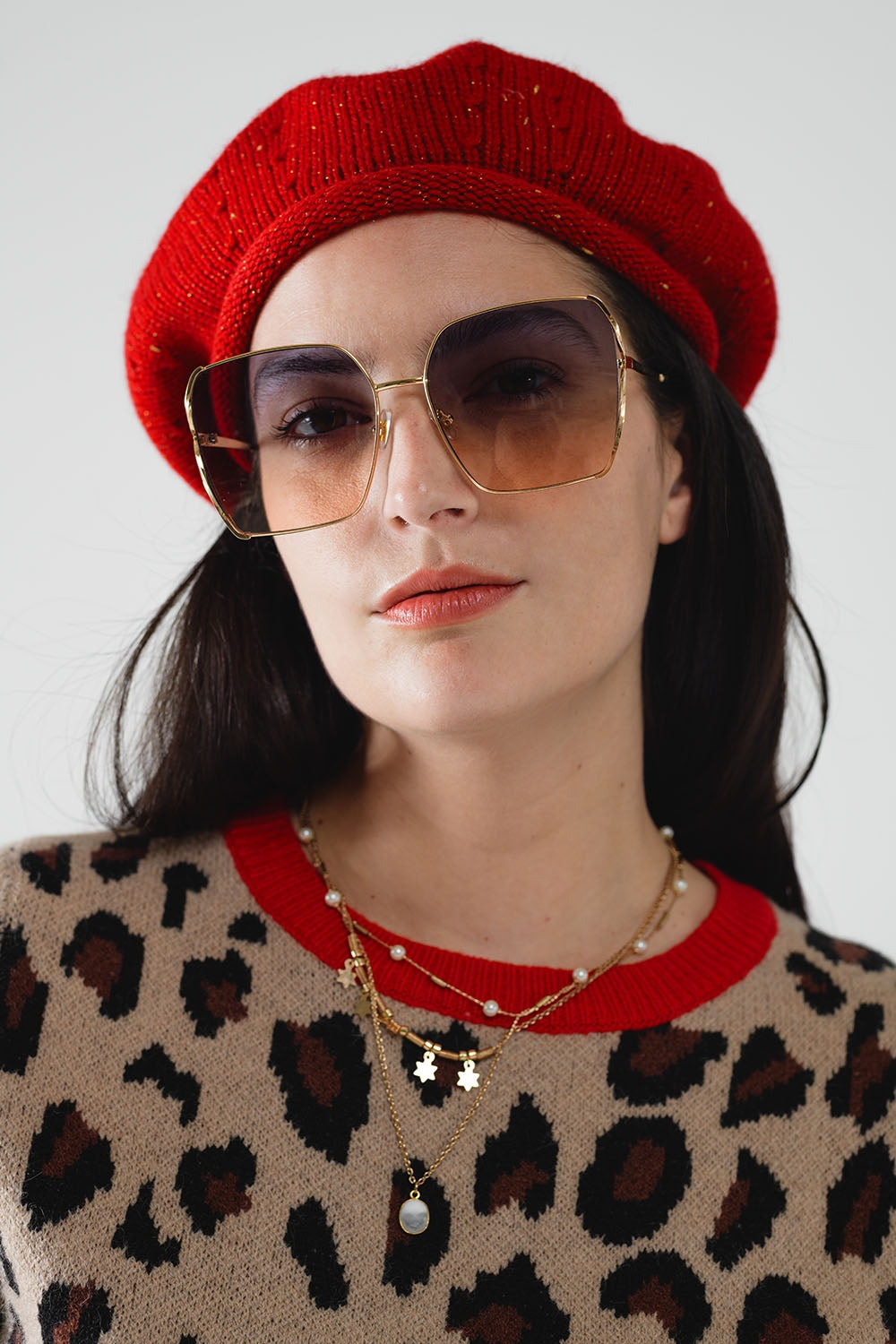 Occhiali Da Sole Oversize Stile Pilota Quadrati - Uomo Donna - Montatura Oro E Lenti Grigie