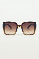 Q2 Occhiali da sole squadrati oversize Cat Eye in marrone