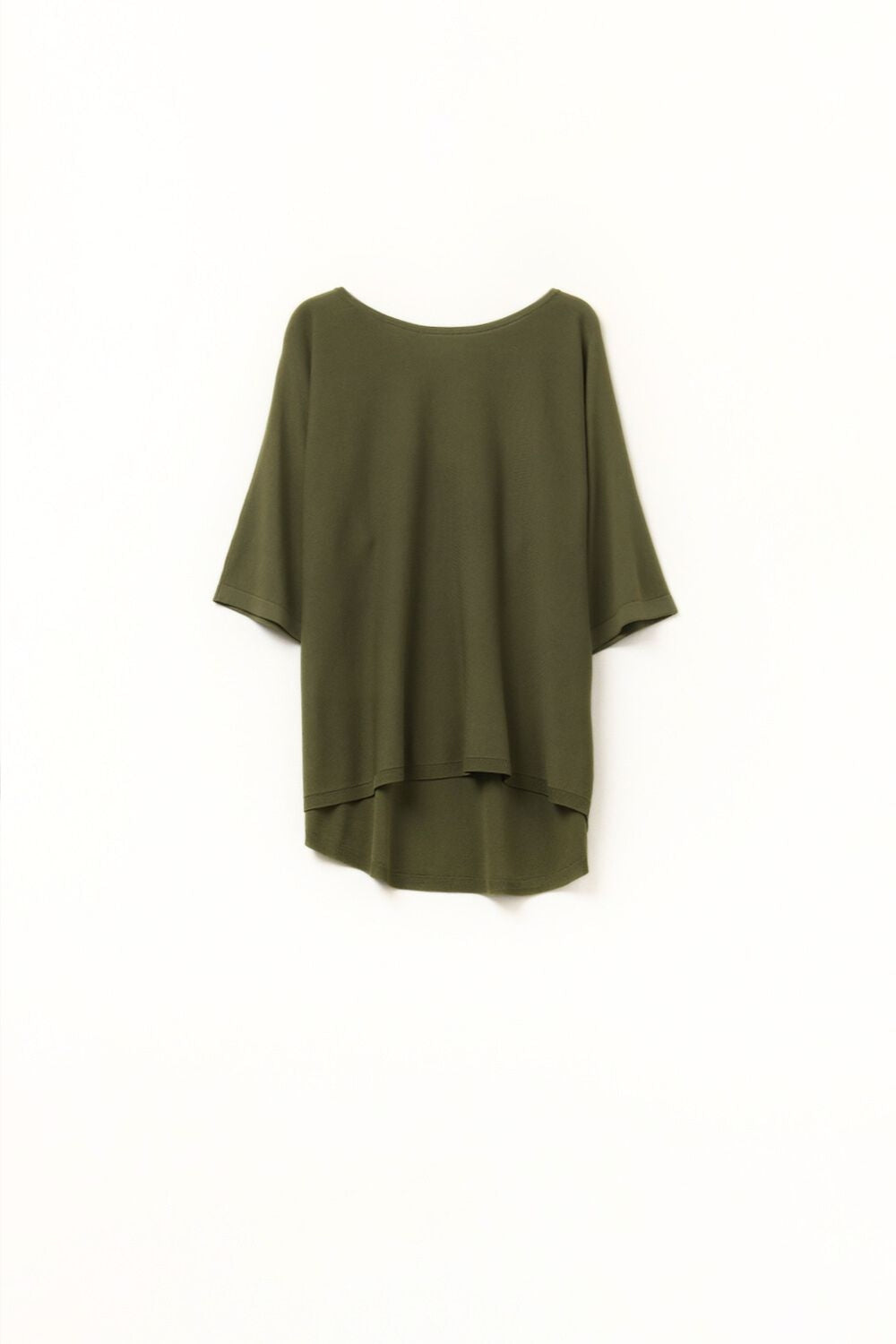 Q2 Oversize maglione in cachi con maniche lunghe fino al gomito