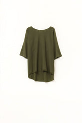 Q2 Oversize maglione in cachi con maniche lunghe fino al gomito