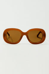 Q2 Oversized Occhiali da sole circolari marrone