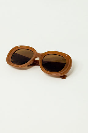 Oversized Occhiali da sole circolari marrone