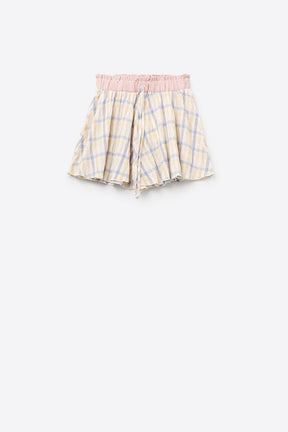 Pantaloncini fluidi a scacchi con coulisse in vita Multicolore