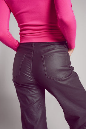 Pantaloni a fondo ampio in pelle sintetica grigia
