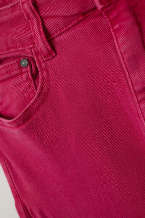 Pantaloni a gamba dritta con orlo ritagliato in magenta