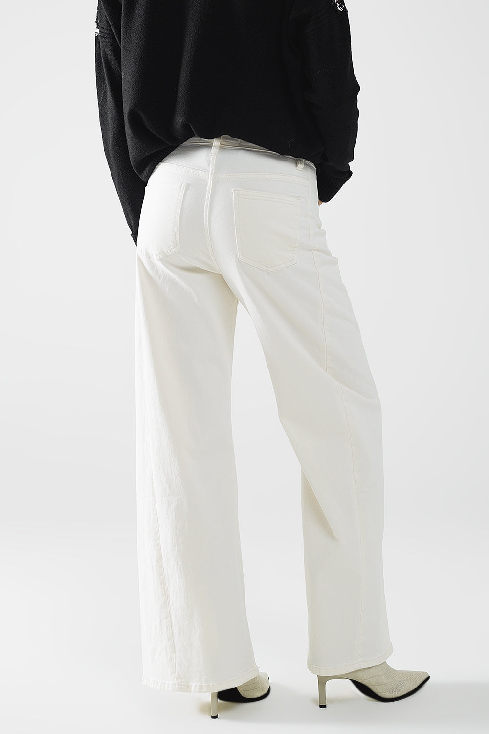 Pantaloni a gamba extra larga color crema