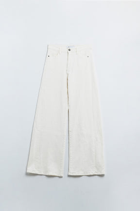 Pantaloni a gamba extra larga color crema