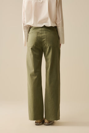 pantaloni a gamba larga con tasche anteriori in Khaki