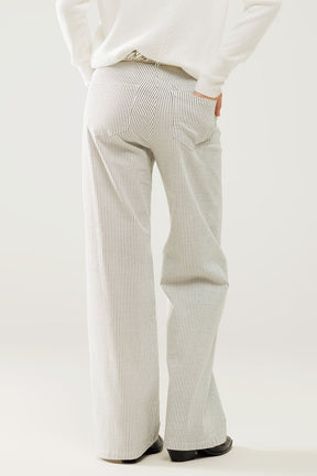 Pantaloni a righe con gamba dritta in tessuto elasticizzato