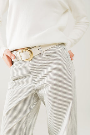 Pantaloni a righe con gamba dritta in tessuto elasticizzato