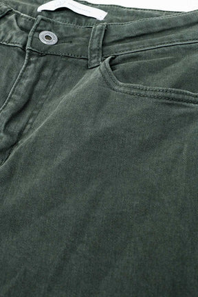 Pantaloni a vita alta verde militare a gamba larga