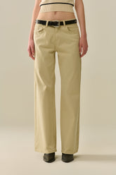 Q2 Pantaloni beige dritti a gamba larga