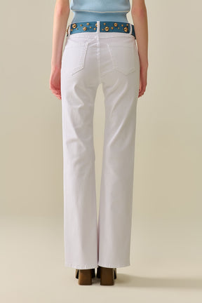 Pantaloni Bianchi Comodi e Elasticizzati a Zampa