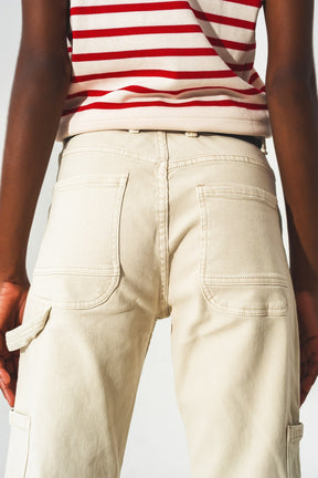Pantaloni cargo colore beige