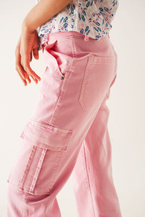 Pantaloni cargo taglio comodo rosa