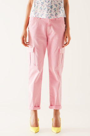 Pantaloni cargo taglio comodo rosa