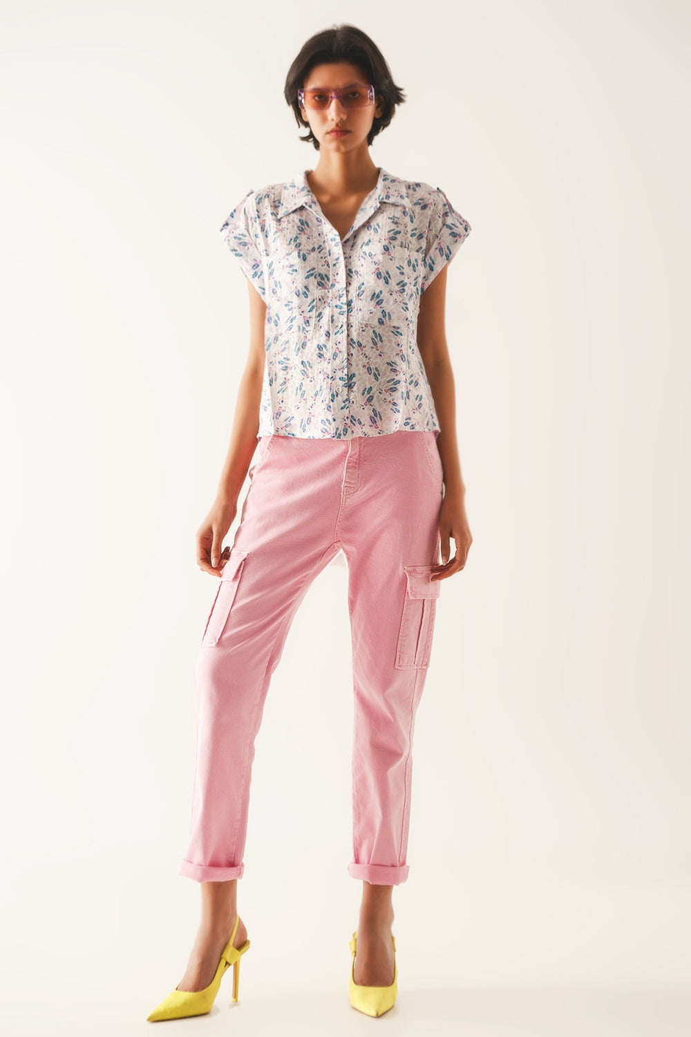 Pantaloni cargo taglio comodo rosa