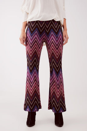 Pantaloni con fantasia geo fucsia