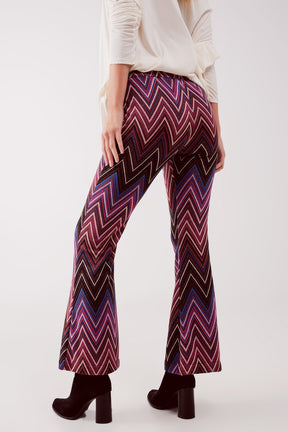 Pantaloni con fantasia geo fucsia