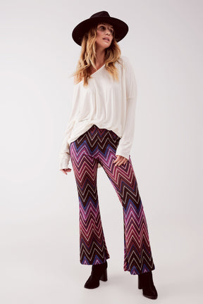 Pantaloni con fantasia geo fucsia