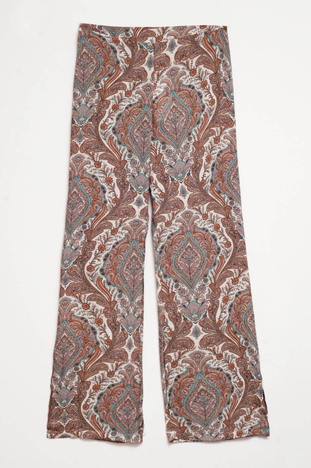 Q2 Pantaloni larghi con stampa paisley in beige