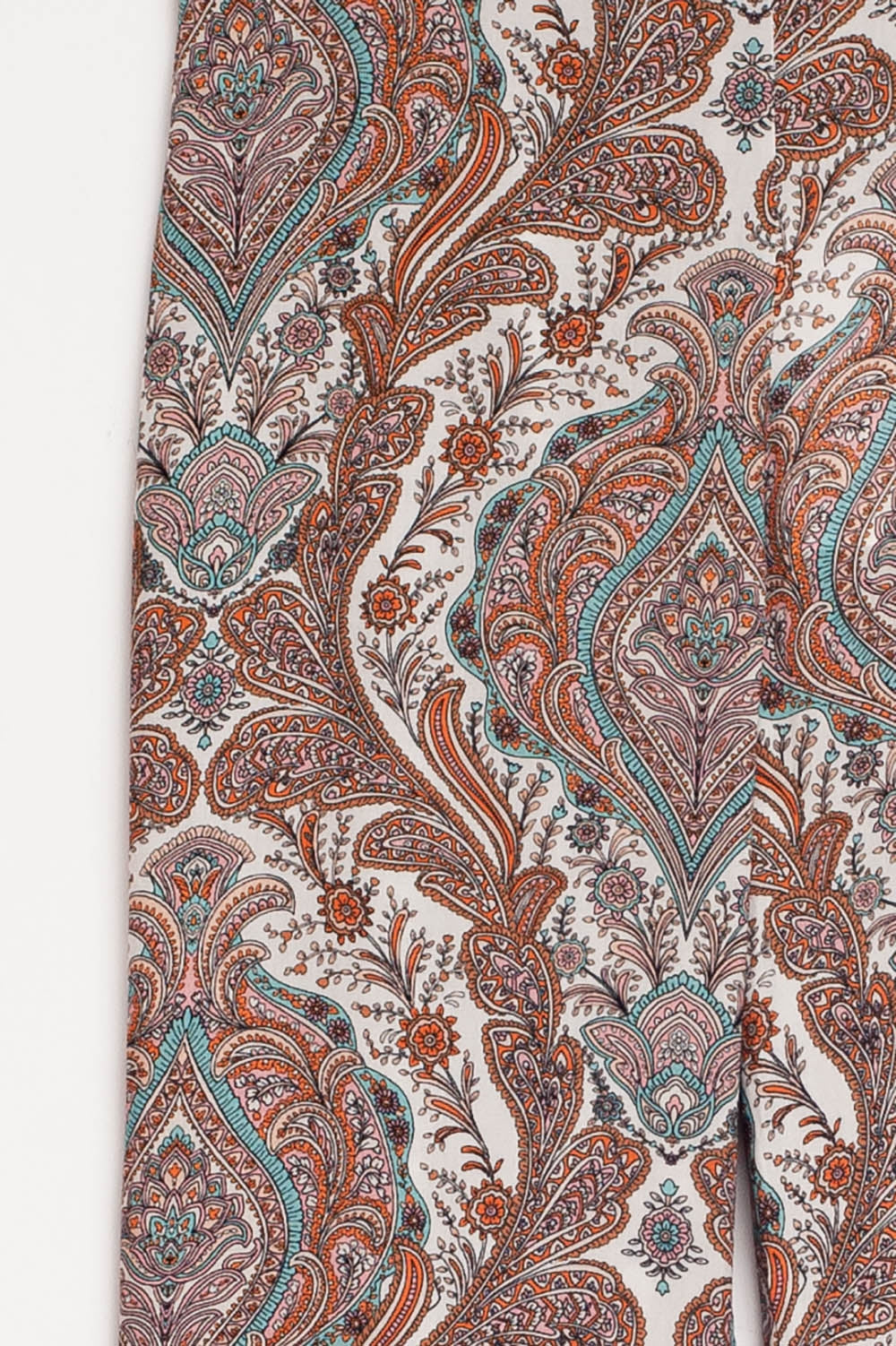 Pantaloni larghi con stampa paisley in beige