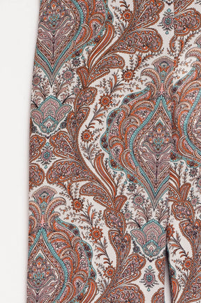 Pantaloni larghi con stampa paisley in beige