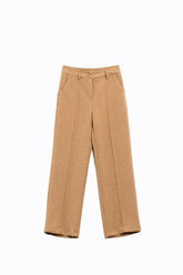 Q2 Pantaloni sartoriali a gamba dritta in cammello