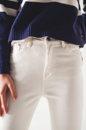 Pantaloni skinny di velluto in cotone bianco