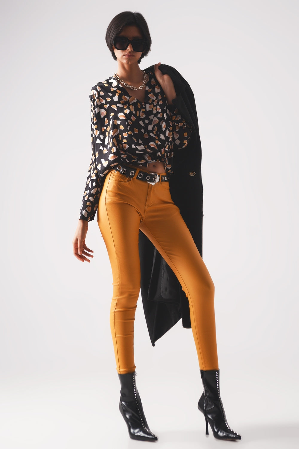 Pantaloni skinny in arancio