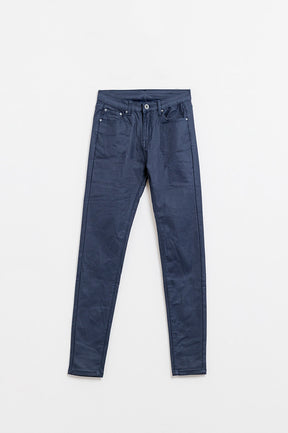 Pantaloni super skinny in ecopelle color navy