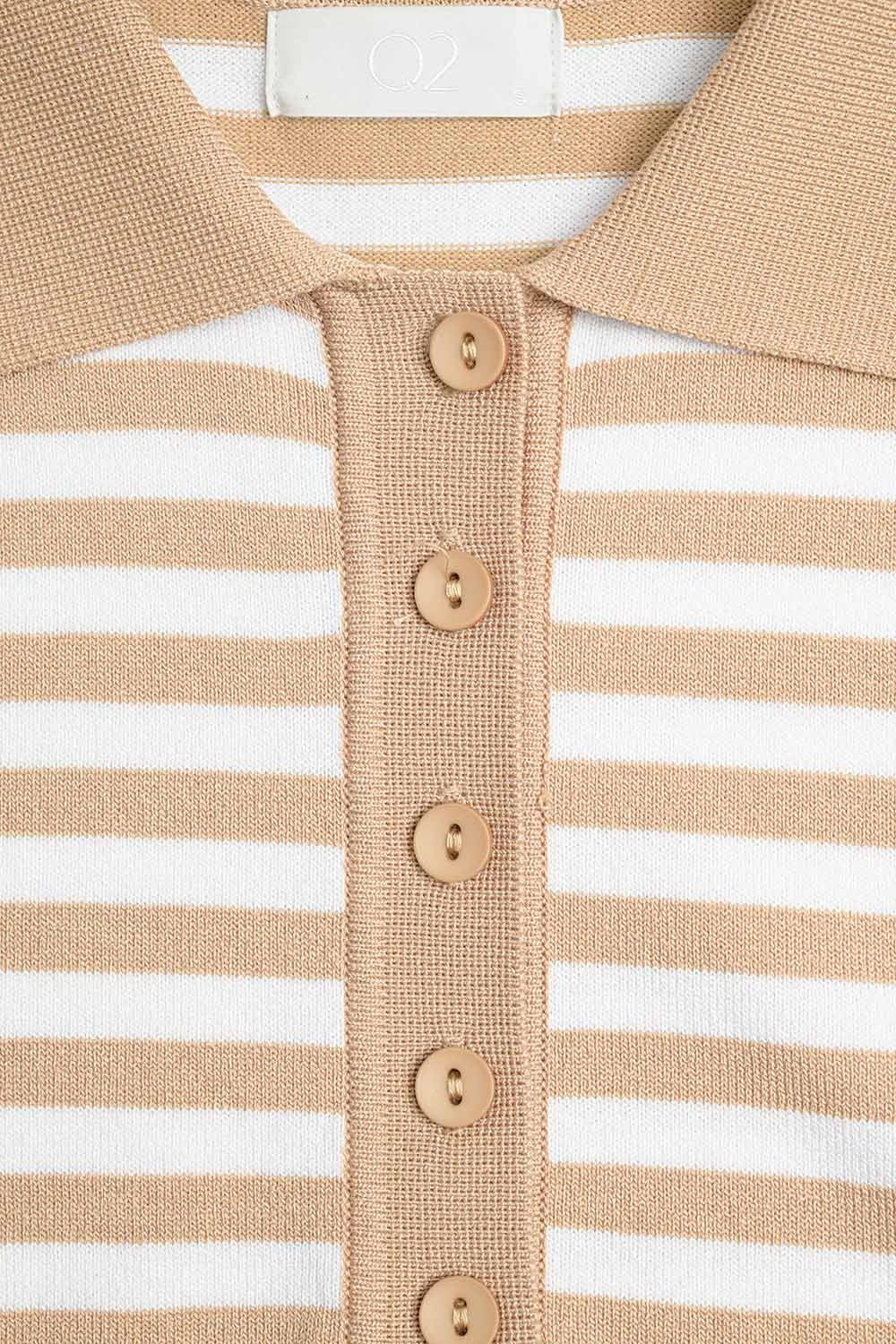 Polo a righe bianche e beige