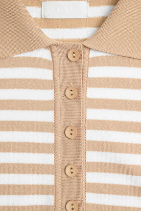 Polo a righe bianche e beige