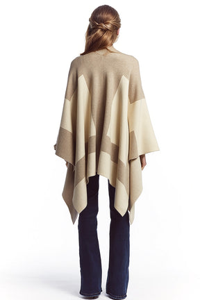 Poncho asimmetrico in marrone chiaro e scuro