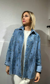 Camicia denim over paillettes stelle