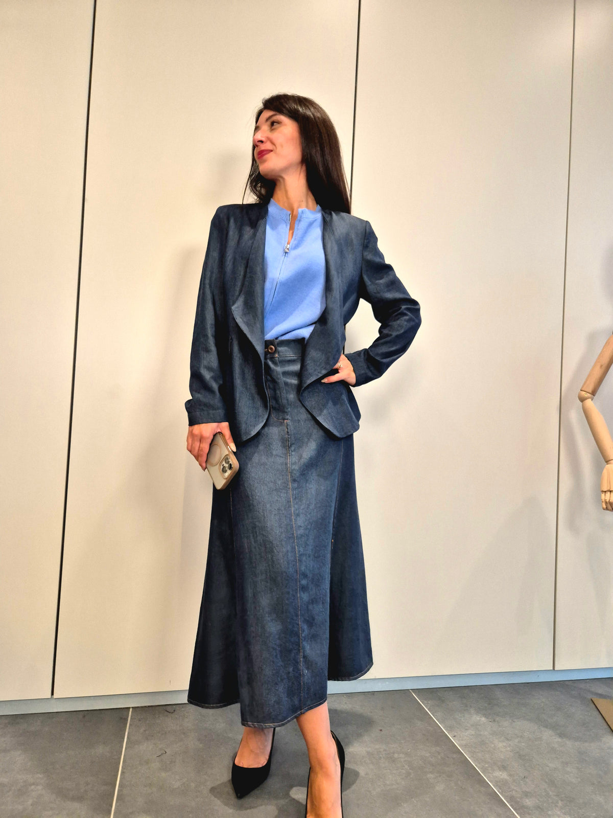 Giacca denim fluida