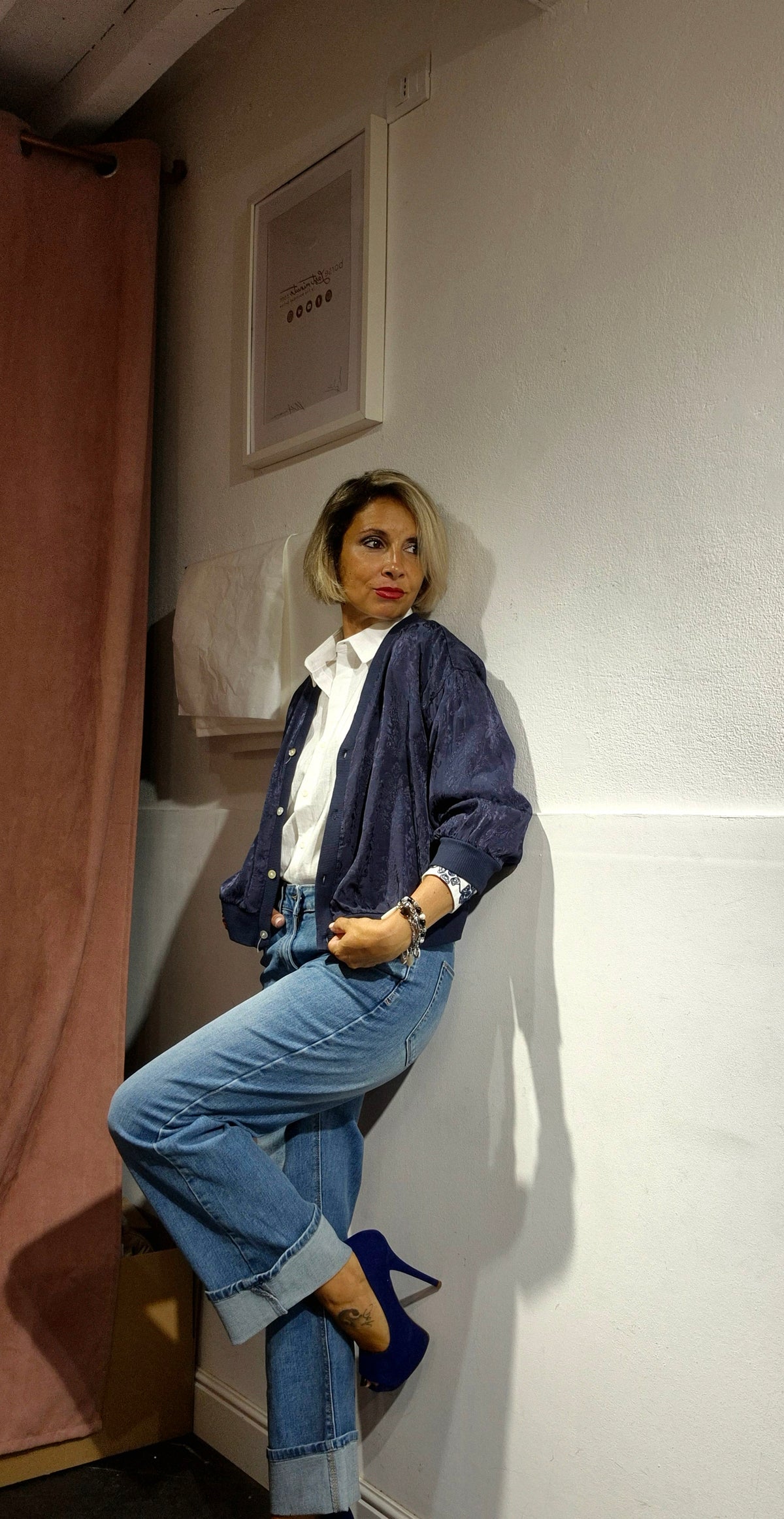 Cardigan damasco manica tre quarti
