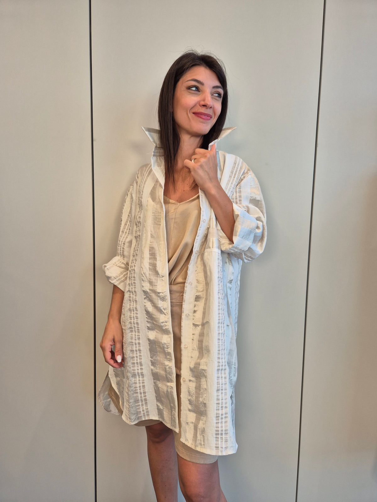 Maxi camicia cangiante