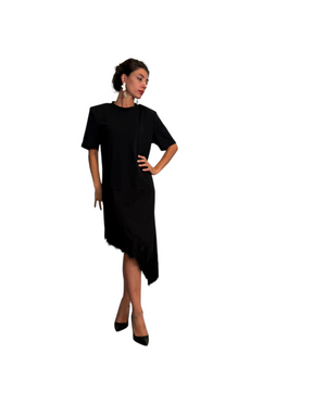 Abito asimmetrico pizzo spalline